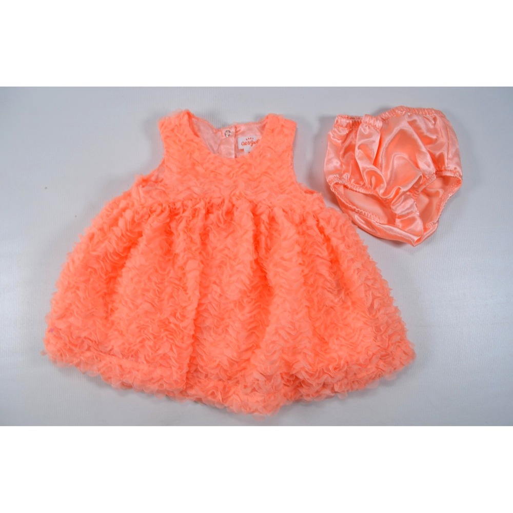 Cat & Jack‎ Baby Girl Size 6-9M Tulle Orange Dress Sleeveless with Brief